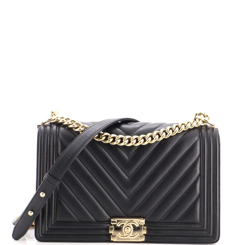 Chanel New Medium Boy Flap Bag Chevron Lambskin
